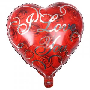 Fóliový balónek srdce I Love You červené růže