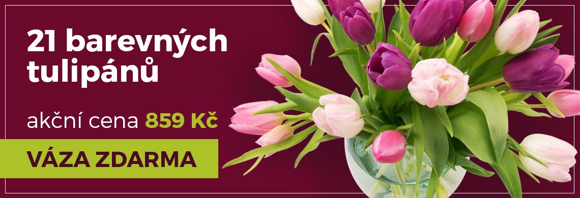 21 barevných tulipánů ve váze | CityFleur | Doprava ZDARMA