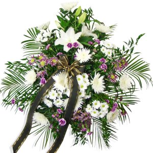 Sympathy Lilies and Carnations arrangement