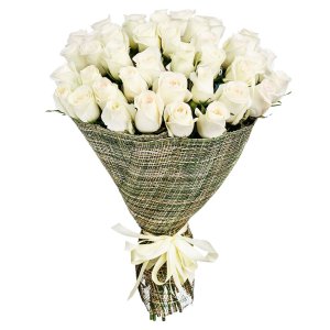 Pugét 36 bílých růží