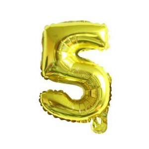 Balónek fóliový číslo "5" zlatá barva