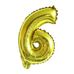 Gold Number 6 Foil Giant Helium Ballo