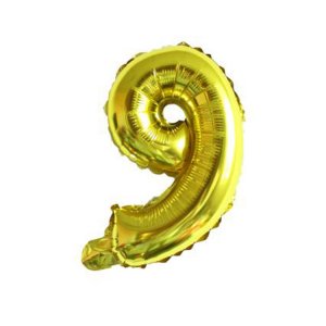Gold Number 9 Foil Giant Helium Ballo