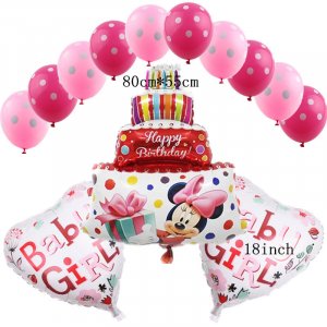 Sada 13ti balónků k narození děvčátka - Minnie Mouse - růžová