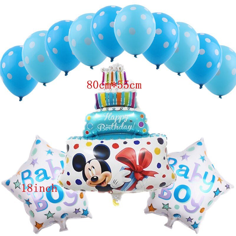 Sada 13ti balónků k narození chlapečka - Mickey Mouse - modrá