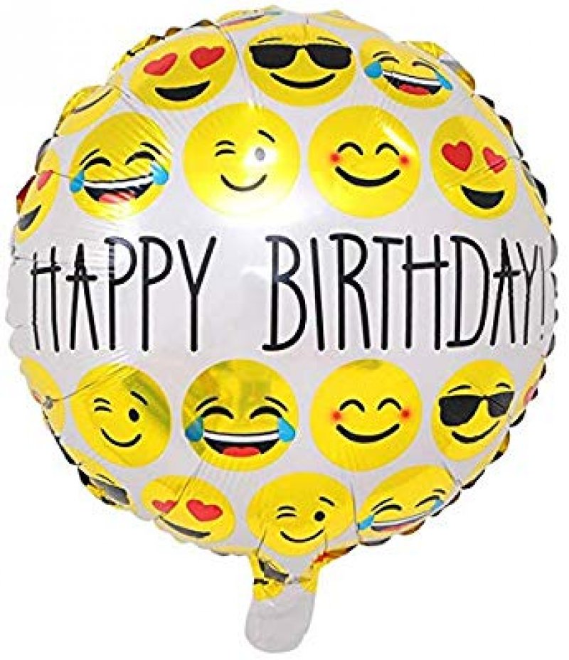 Kulatý fóliový balónek HAPPY BIRTHDAY se smajlíky