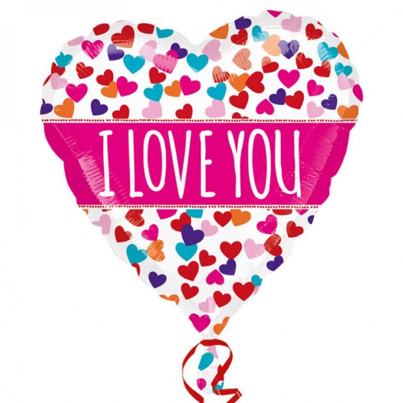 Fóliový balónek srdce I Love you růžový